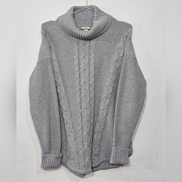 L.L. Bean Sweaters - L.L. Bean Gray Cable Knit Turtleneck Sweater